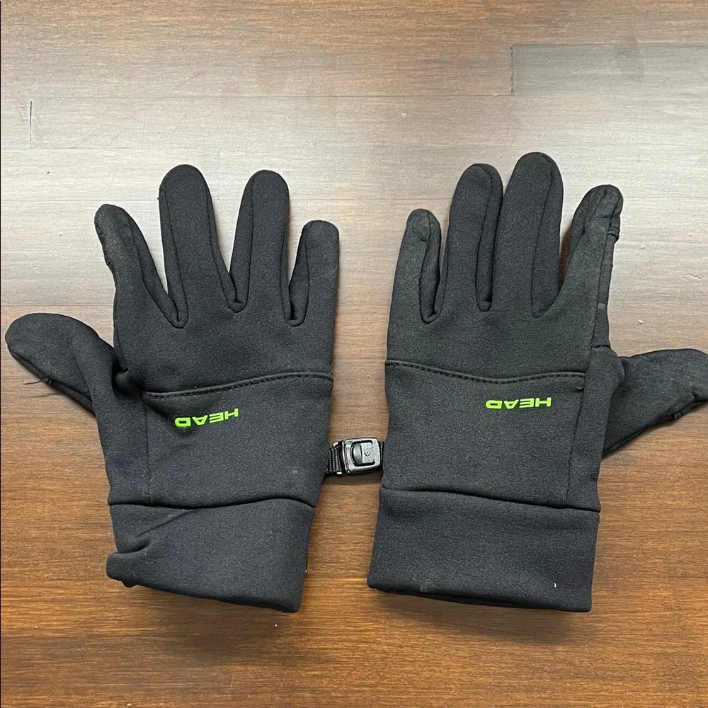 HEAD Black Thermal Gloves with Neon Green Logo